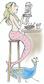 Thoras Mutter Halla mit Pfau Cosmo